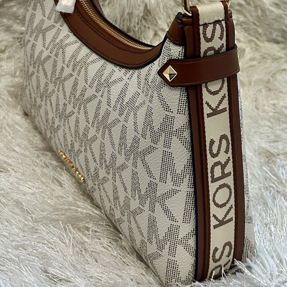 Michael Kors Maeve MD Pouchette (Beige & Brown) NWT - Picture 5 of 7